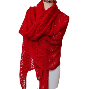 Gebreide Omslagdoek -Rood