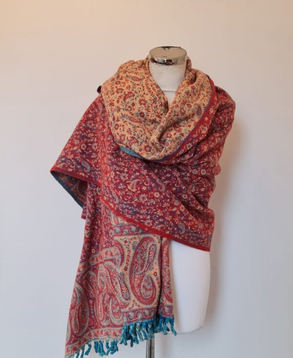 Yakwol Omslagdoek - Roze - Turquoise - Zand - Afbeelding 3