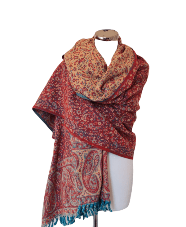 Yakwol Omslagdoek - Roze - Turquoise - Zand