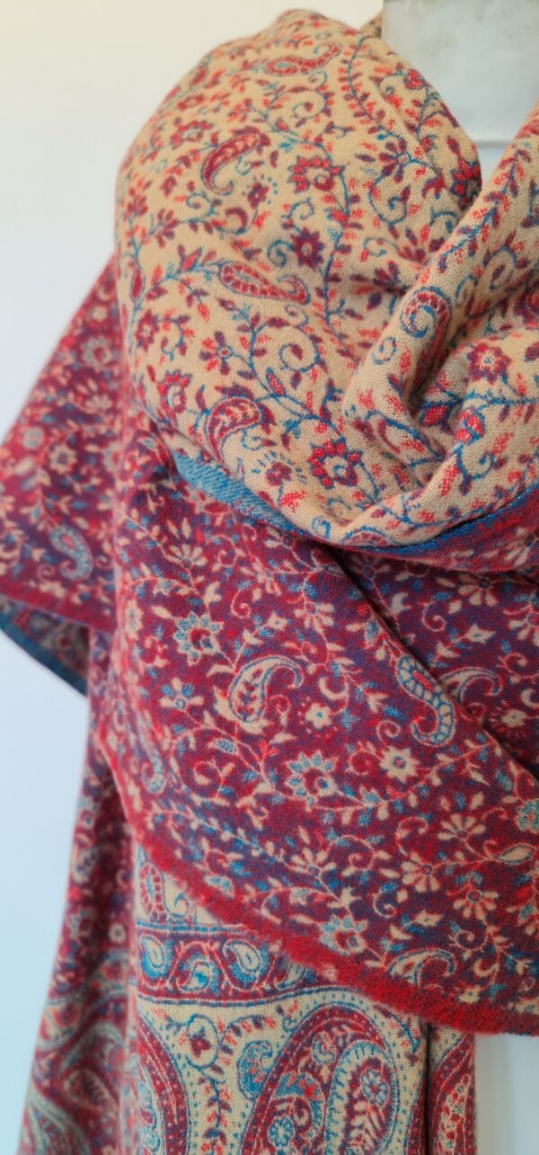 Yakwol Omslagdoek - Roze - Turquoise - Zand - Afbeelding 7