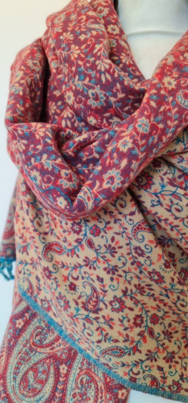 Yakwol Omslagdoek - Roze - Turquoise - Zand - Afbeelding 8