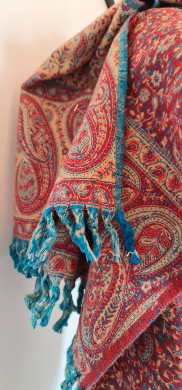 Yakwol Omslagdoek - Roze - Turquoise - Zand - Afbeelding 9
