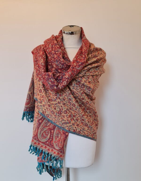 Yakwol Omslagdoek - Roze - Turquoise - Zand - Afbeelding 10