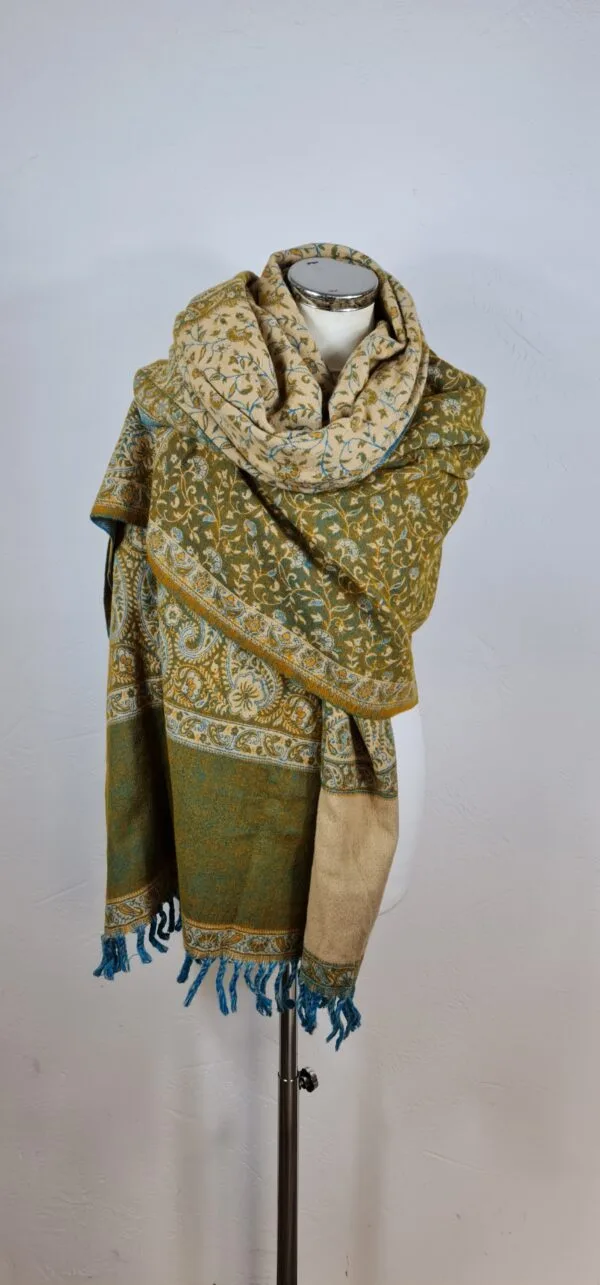 Yakwol Omslagdoek - Blauw, Geel, Mint, Zand - Afbeelding 3
