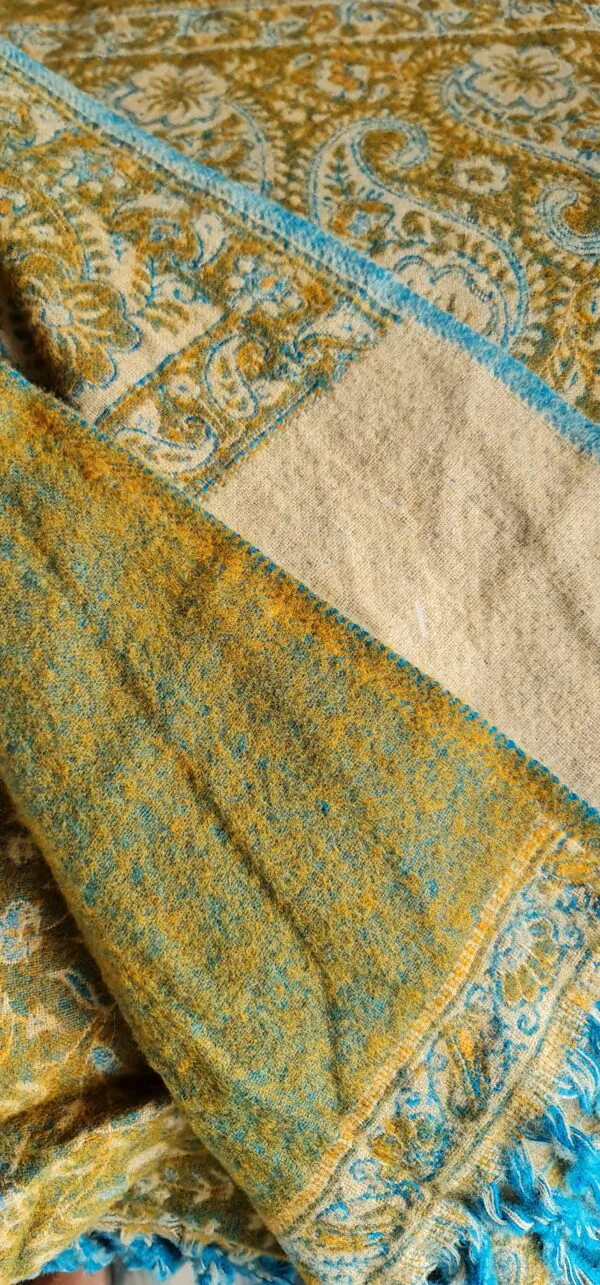 Yakwol Omslagdoek - Blauw, Geel, Mint, Zand - Afbeelding 6