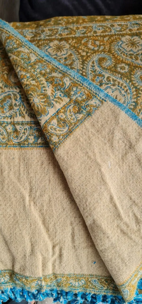 Yakwol Omslagdoek - Blauw, Geel, Mint, Zand - Afbeelding 4