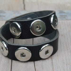 Dubbele leren armband  voor 6 Clicks (18-20mm)