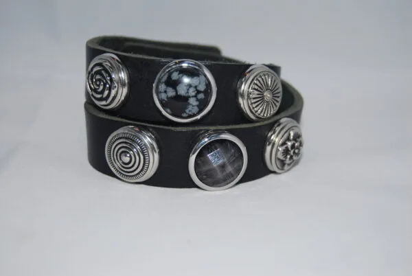 Dubbele leren armband  voor 6 Clicks (18-20mm) - Afbeelding 3