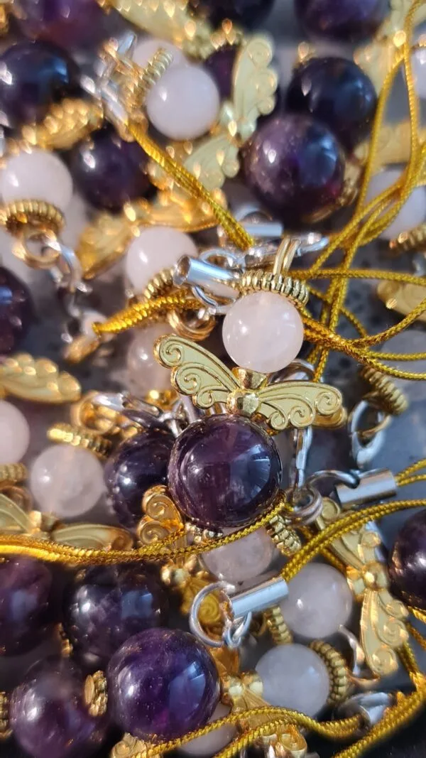 Beschermengel Halfedelsteen - Amethist, Jade Wit, Goud - Afbeelding 7