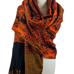 Yakwol Omslagdoek - Oranje, Zwart