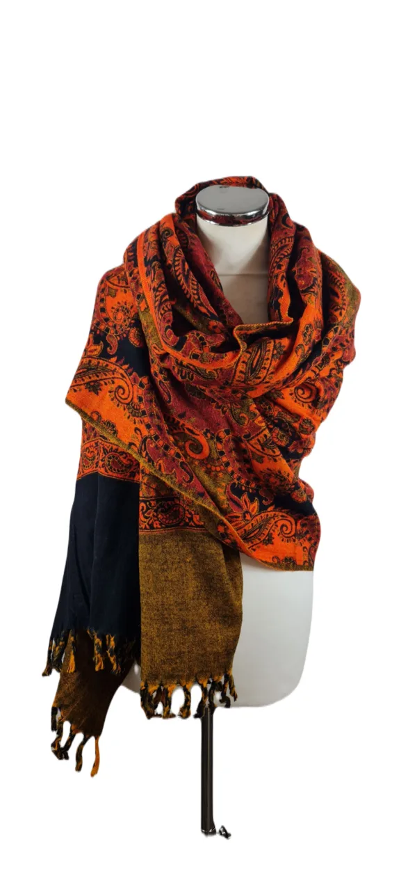 Yakwol Omslagdoek - Oranje, Zwart