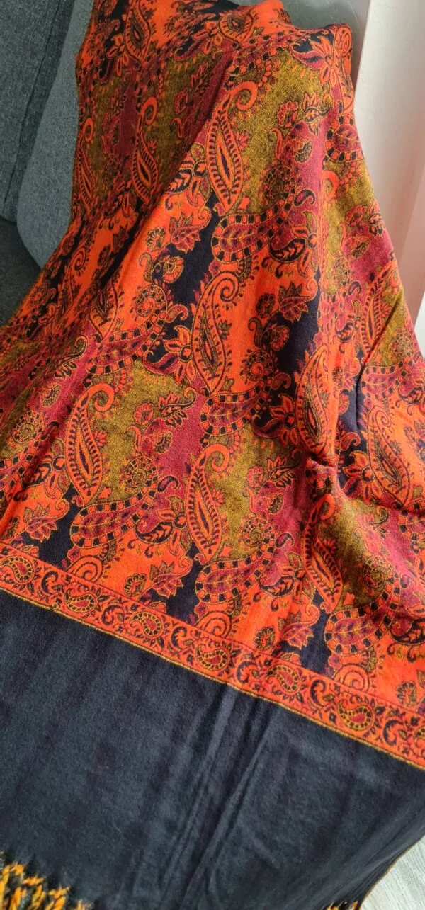 Yakwol Omslagdoek - Oranje, Zwart - Afbeelding 6