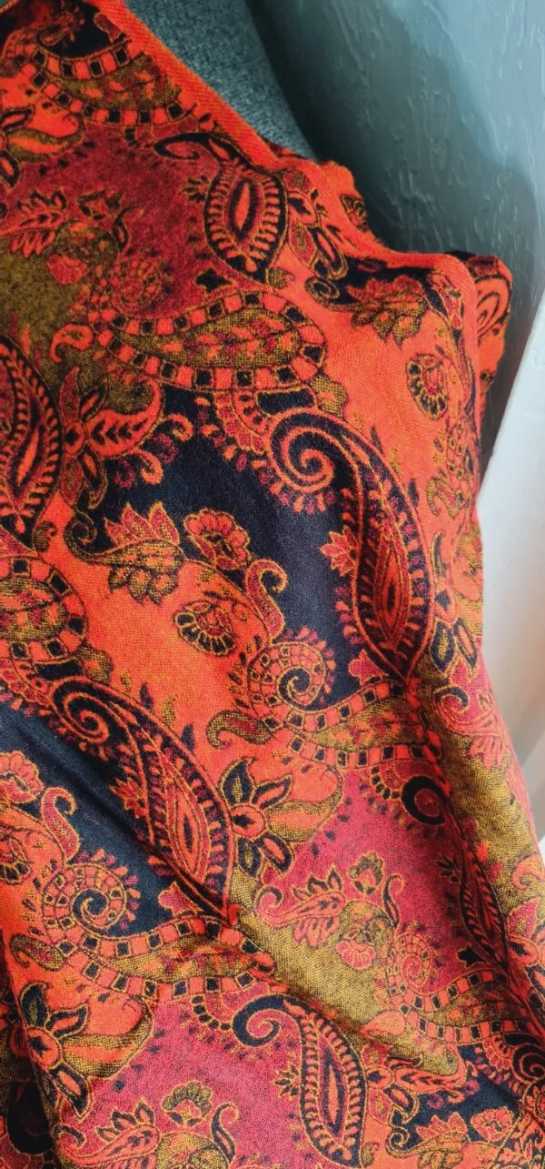 Yakwol Omslagdoek - Oranje, Zwart - Afbeelding 5