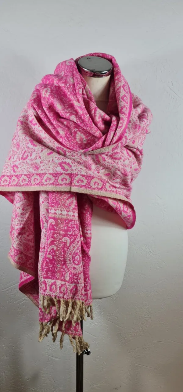 Yakwol Omslagdoek - Roze, Zand - Afbeelding 8