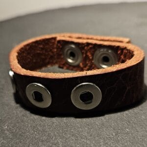 Enkele leren Armband  22 cm lang voor 3 Clicks (12mm)