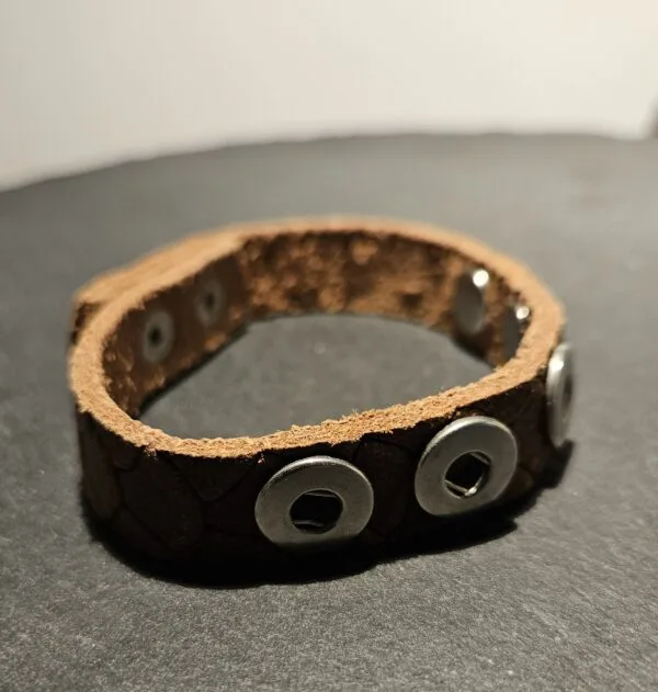 Enkele leren Armband  23 cm lang voor 5 Clicks (12mm) - Afbeelding 3