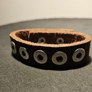 Enkele leren Armband  24 cm lang voor 5 Clicks (12mm)