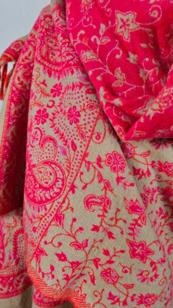 Yakwol Omslagdoek - Roze, Oranje, Zand - Afbeelding 15