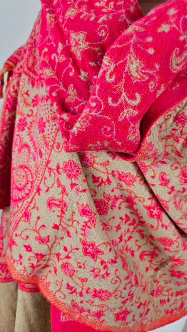 Yakwol Omslagdoek - Roze, Oranje, Zand - Afbeelding 16