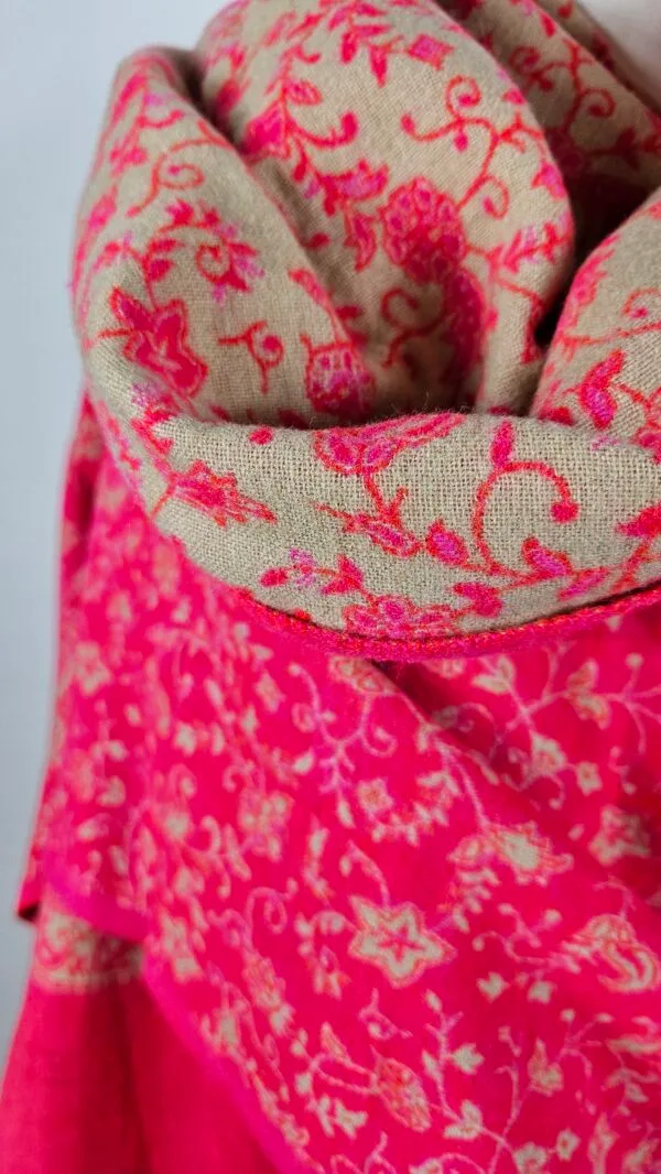 Yakwol Omslagdoek - Roze, Oranje, Zand - Afbeelding 6