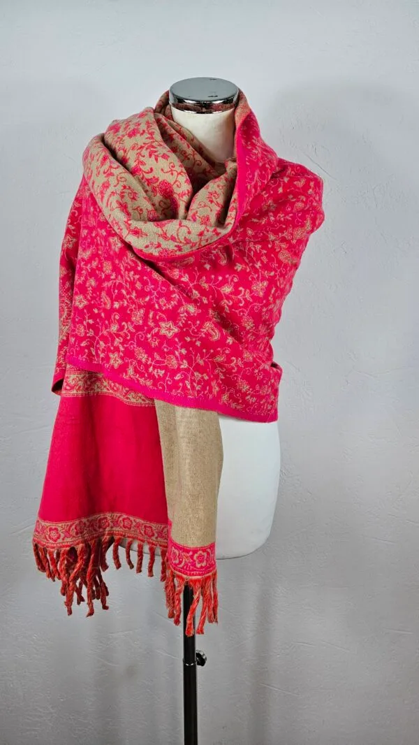 Yakwol Omslagdoek - Roze, Oranje, Zand - Afbeelding 8