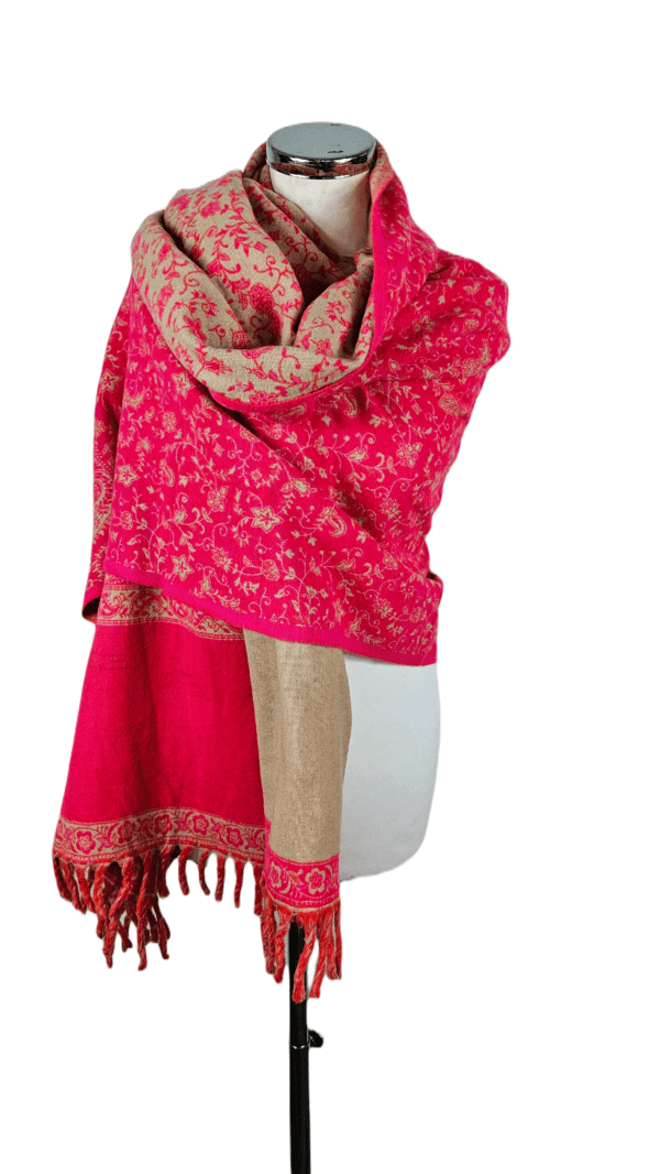 Yakwol Omslagdoek - Roze, Oranje, Zand - Afbeelding 9