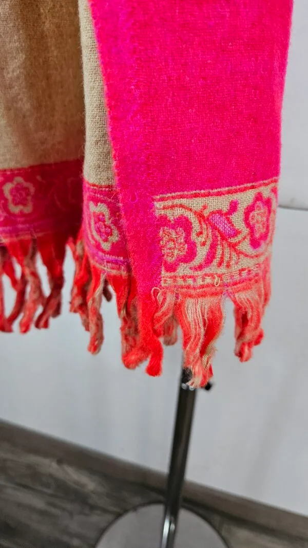 Yakwol Omslagdoek - Roze, Oranje, Zand - Afbeelding 10