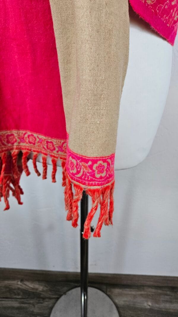 Yakwol Omslagdoek - Roze, Oranje, Zand - Afbeelding 11