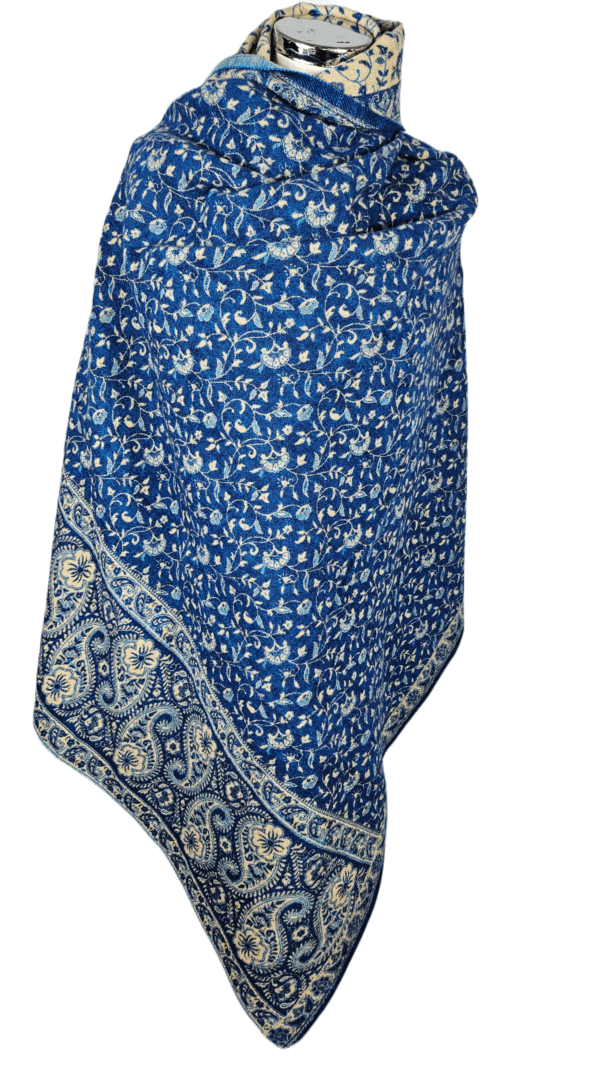 Yakwol Omslagdoek - Blauw, Zand - Afbeelding 4