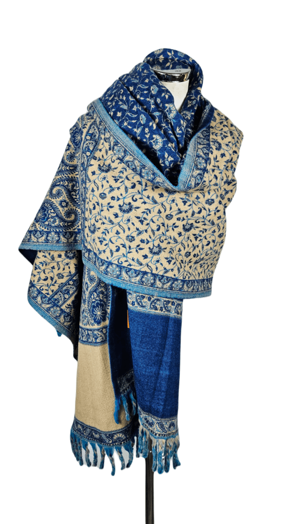 Yakwol Omslagdoek - Blauw, Zand - Afbeelding 5