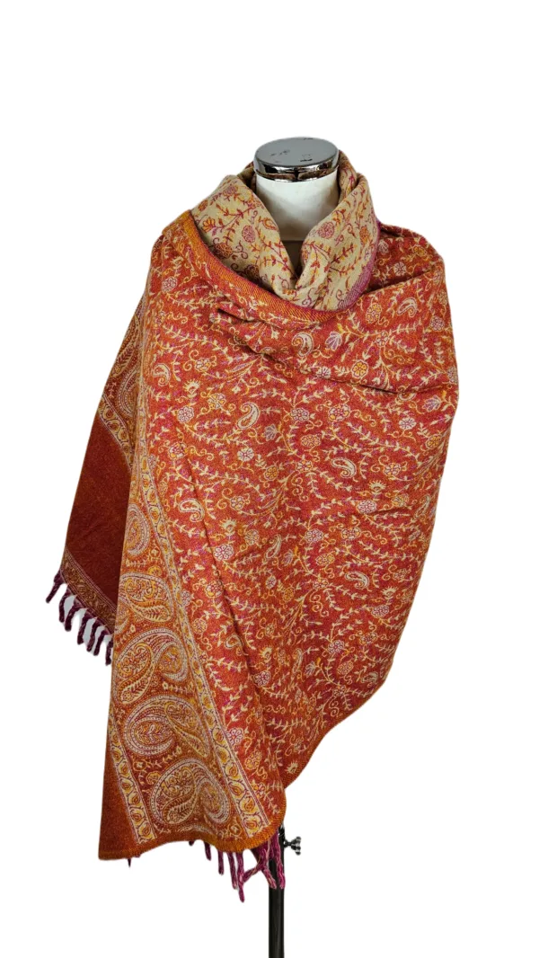 Yakwol Omslagdoek - Oranje, Zand - Afbeelding 6