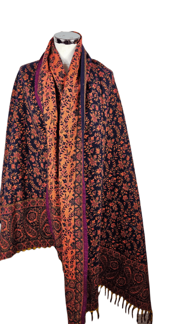 Yakwol Omslagdoek - Blauw, Oranje - Afbeelding 6