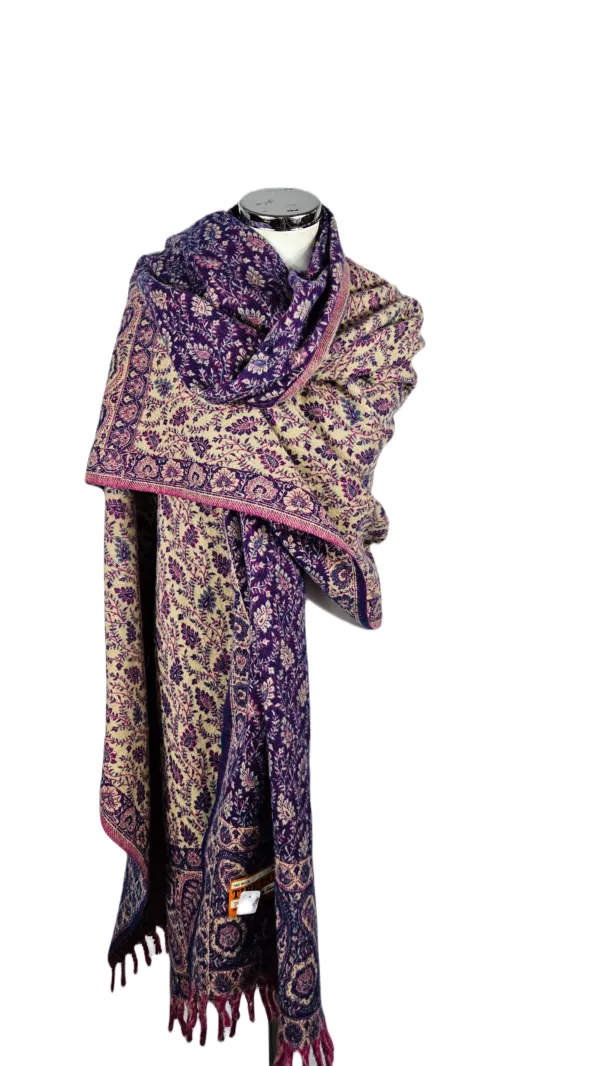Yakwol Omslagdoek - Blauw, Paars, Zand - Afbeelding 4