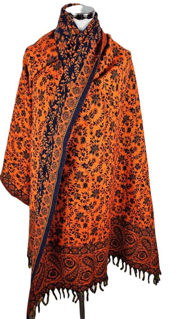 Yakwol Omslagdoek - Blauw, Oranje - Afbeelding 5