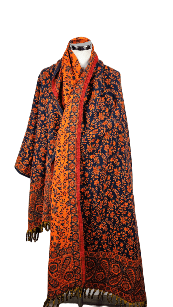 Yakwol Omslagdoek - Blauw, Oranje - Afbeelding 6