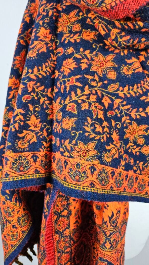 Yakwol Omslagdoek - Blauw, Oranje - Afbeelding 8