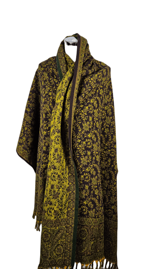 Yakwol Omslagdoek - Bruin, Groen, Zand - Afbeelding 3