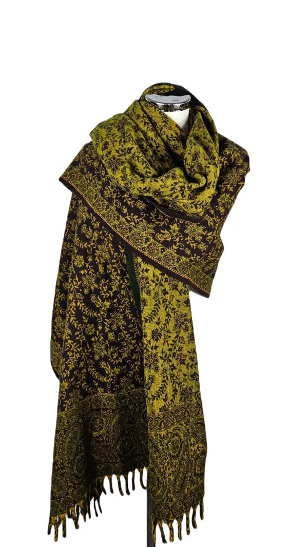 Yakwol Omslagdoek - Bruin, Groen, Zand
