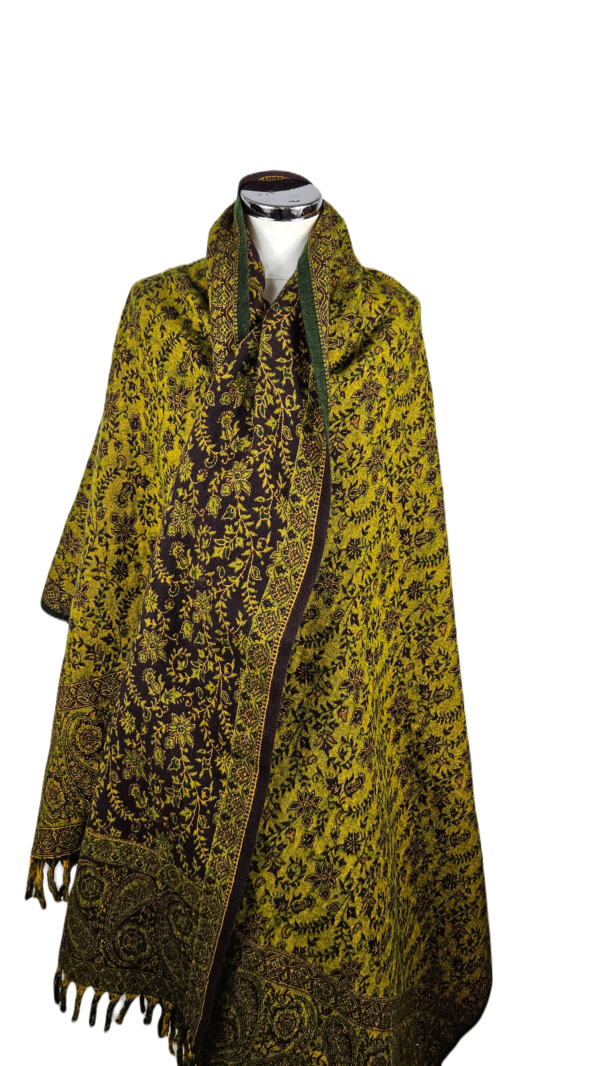 Yakwol Omslagdoek - Bruin, Groen, Zand - Afbeelding 6
