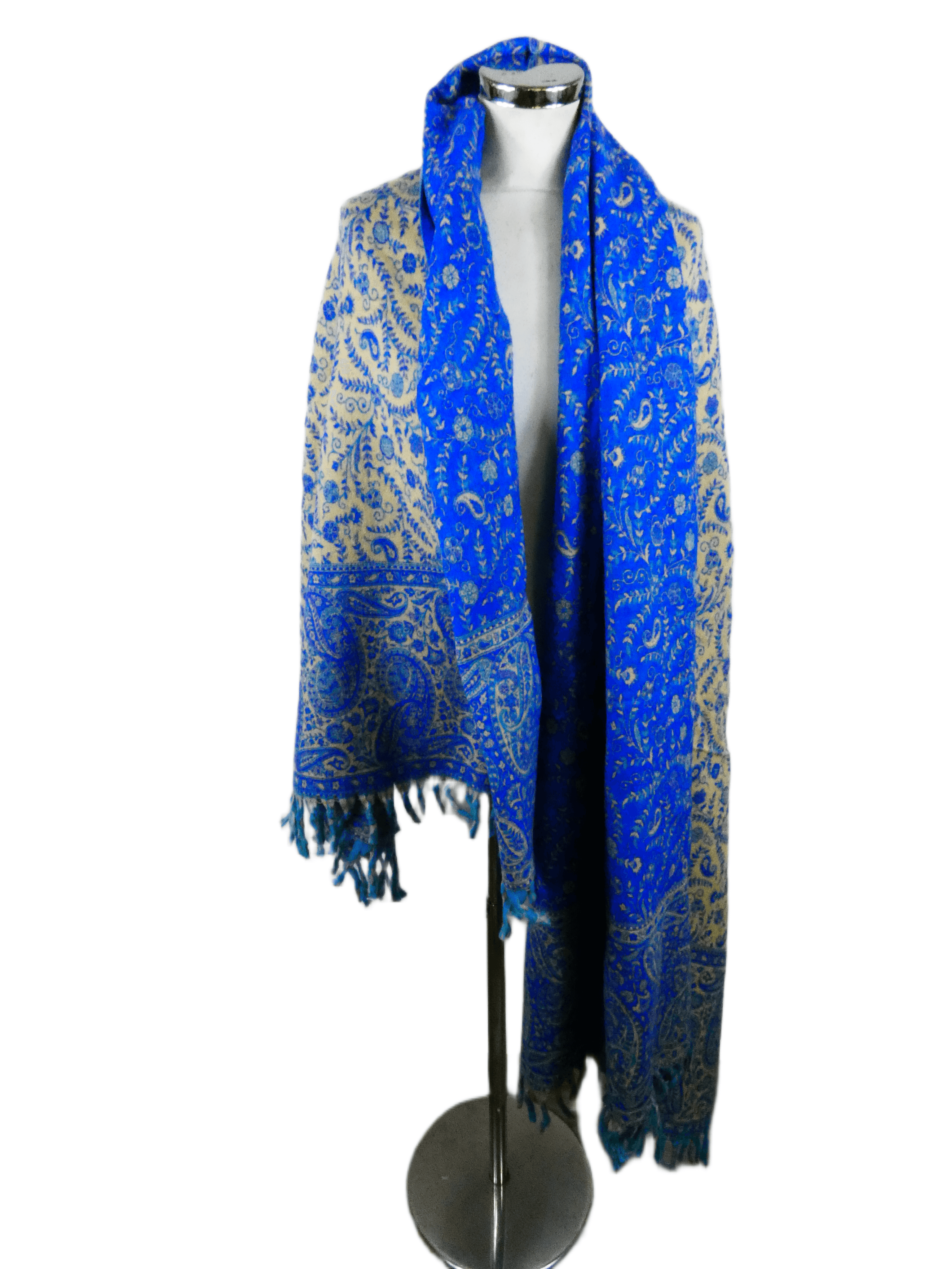 Yakwol Omslagdoek - Blauw, Zand - Afbeelding 3