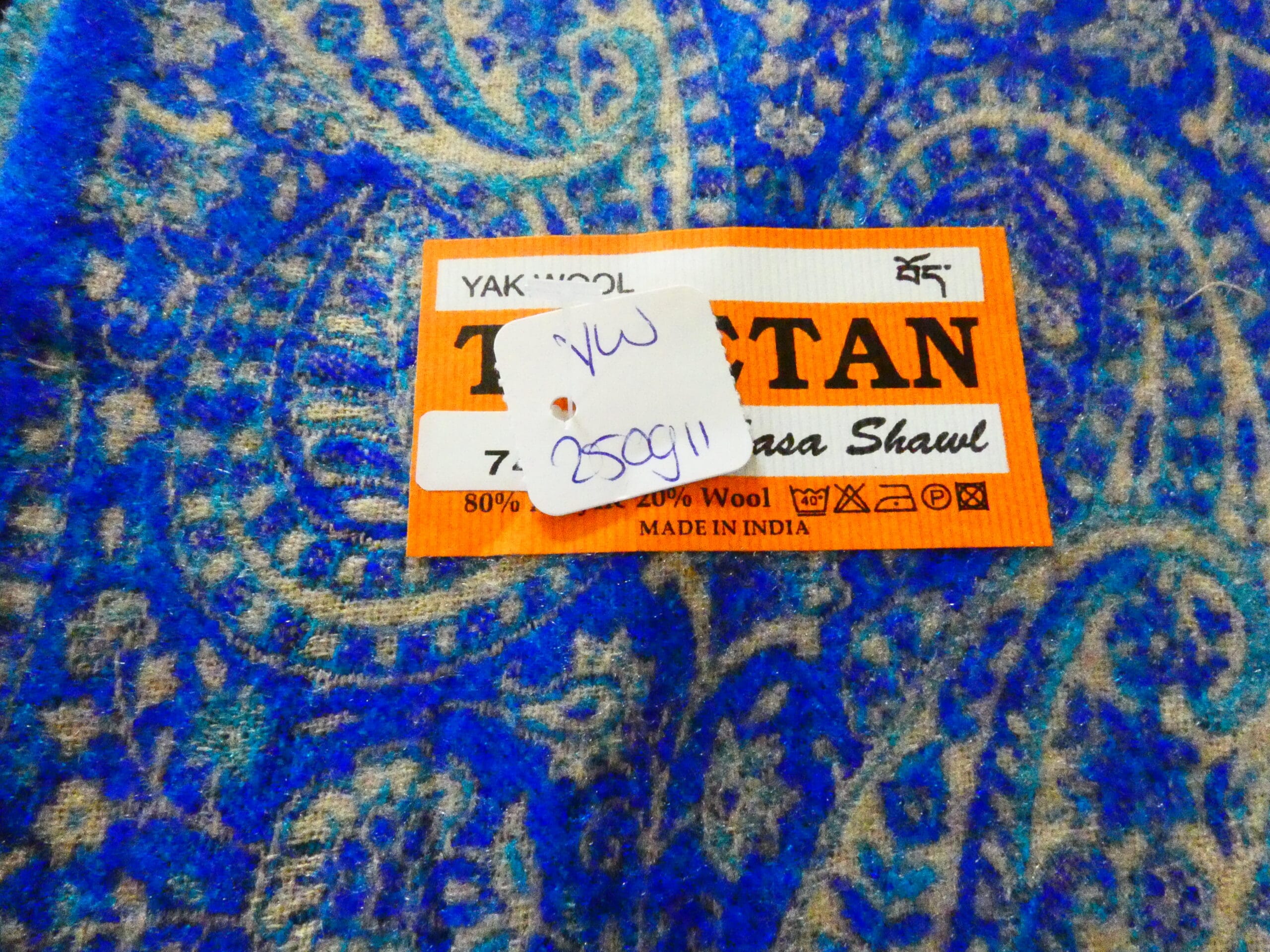 Yakwol Omslagdoek - Blauw, Zand - Afbeelding 4