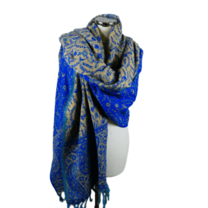 Yakwol Omslagdoek -  Blauw, Zand