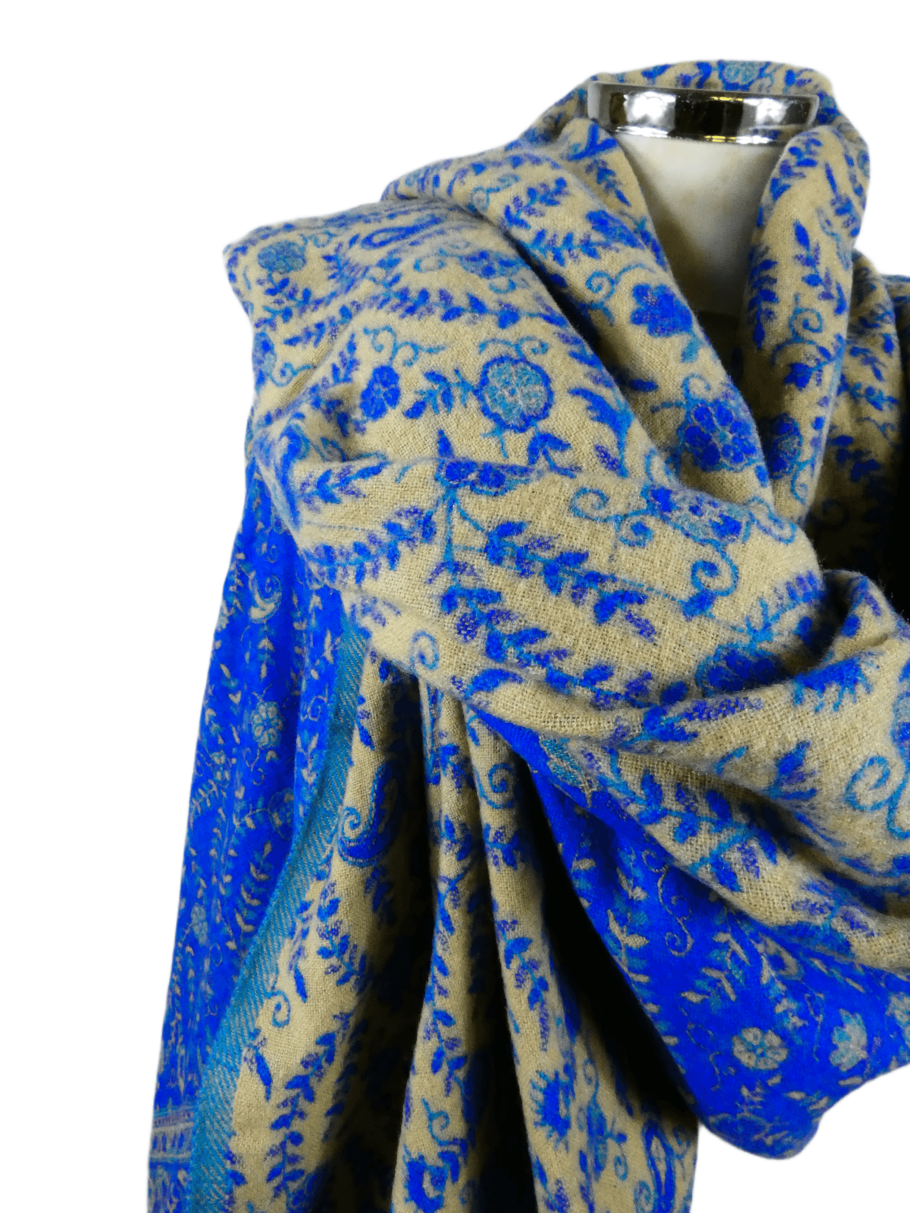 Yakwol Omslagdoek - Blauw, Zand - Afbeelding 6