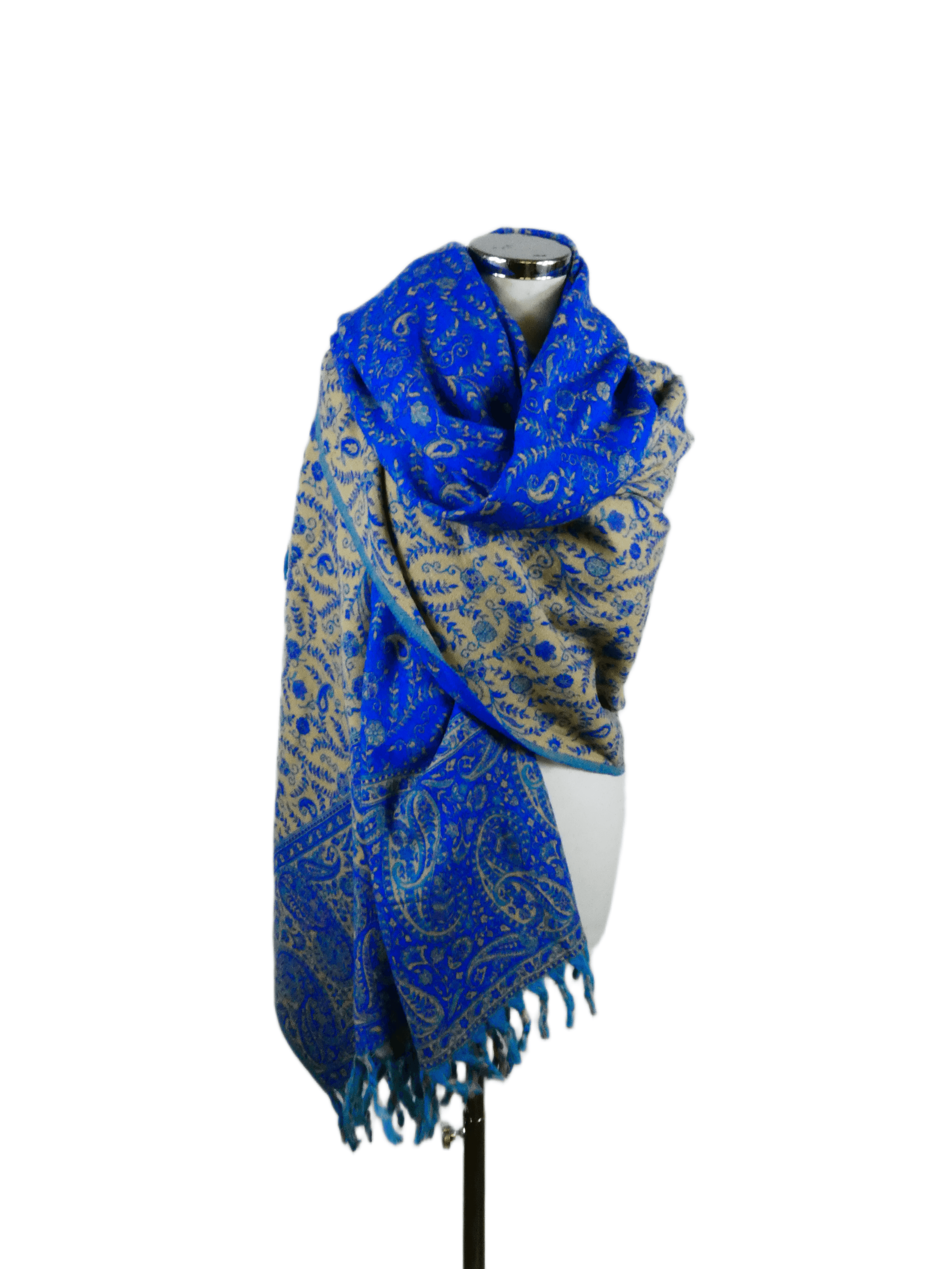 Yakwol Omslagdoek - Blauw, Zand - Afbeelding 7