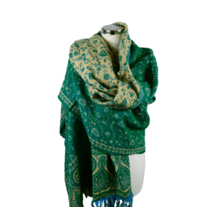 Yakwol Omslagdoek -  Turquoise, Zand