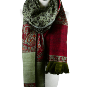 Yakwol Sjaal, Bruin, Olijf, Rood, Groen