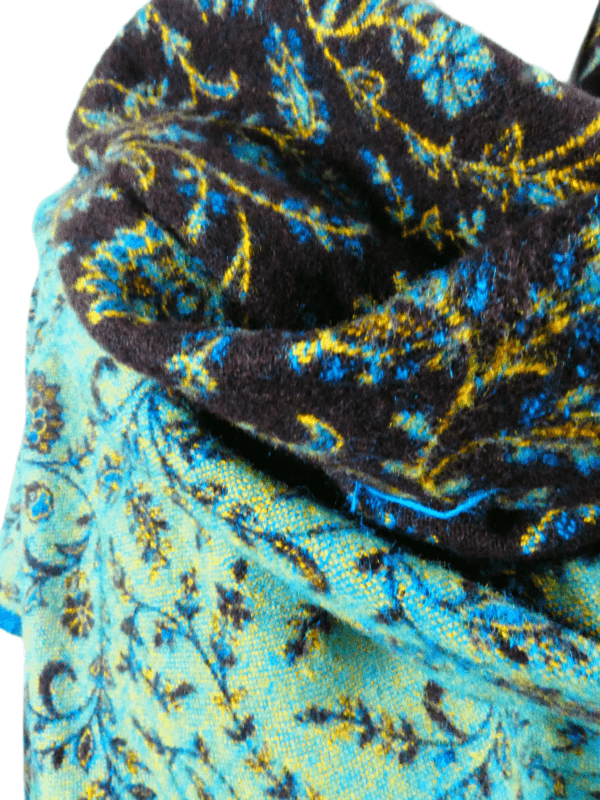 Yakwol Omslagdoek - Blauw, Groen, Oker - Afbeelding 11