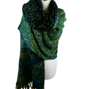 Yakwol Omslagdoek - Blauw, Groen