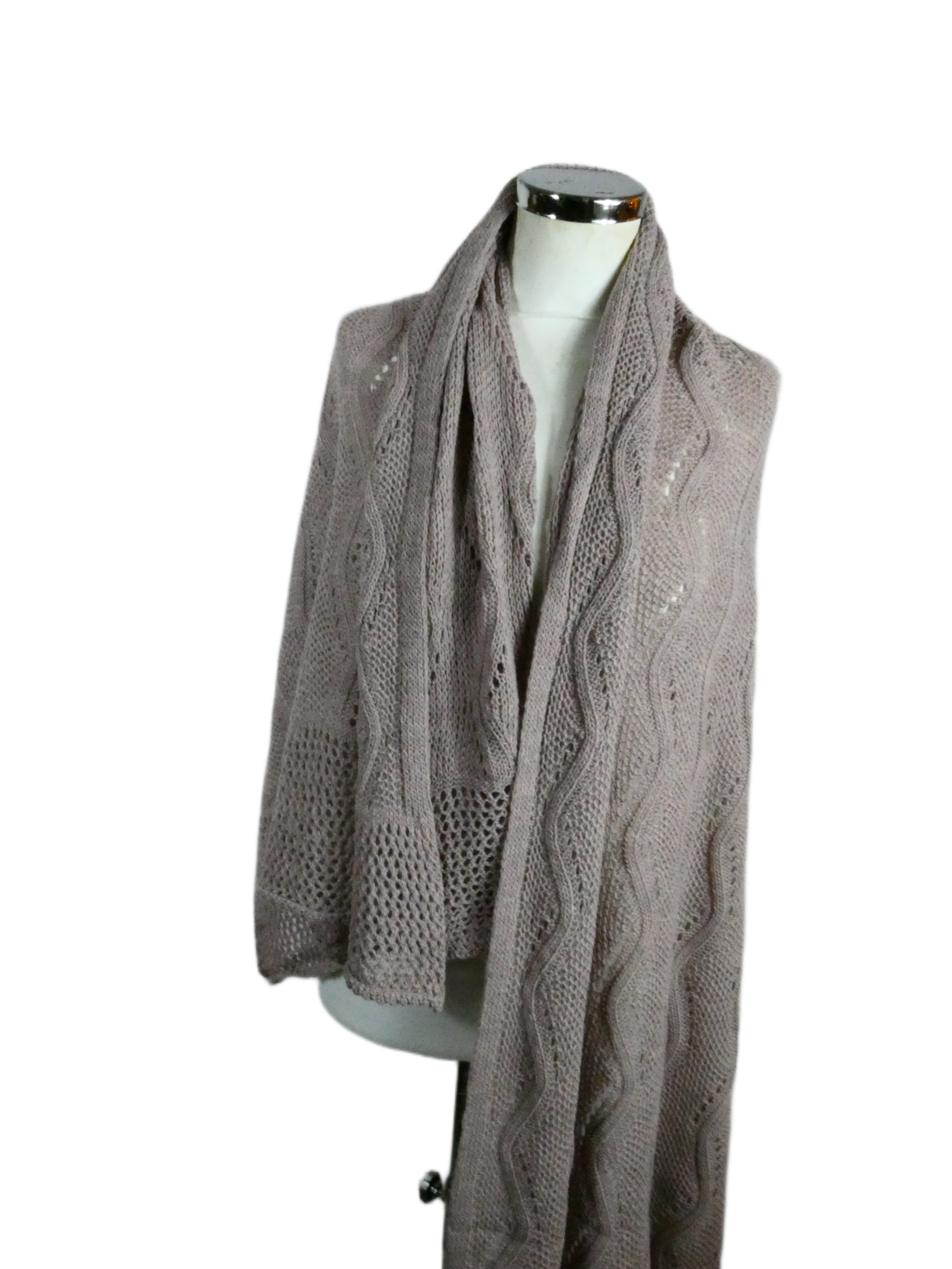 Gebreide Omslagdoek - Poeder, Roze - Afbeelding 3