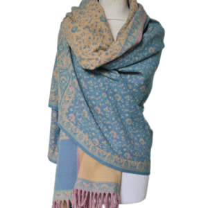 Yakwol Omslagdoek -  Blauw, Lila, Zand